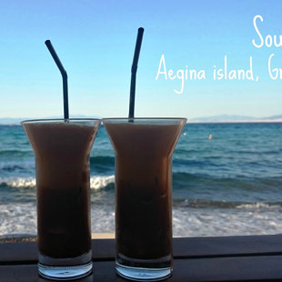 enjoy your coffee & the view at the port of Souvala, Aegina island, Greece!