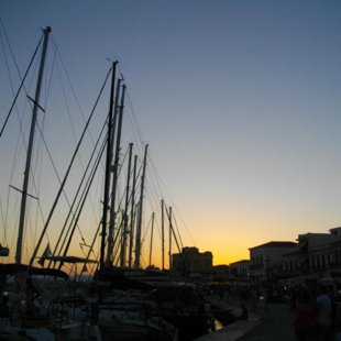 Yachts moor at Aegina’s busy and lively port