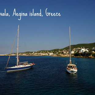 Sailing Yaghts just outside the port of Souvala, Aegina island Greece