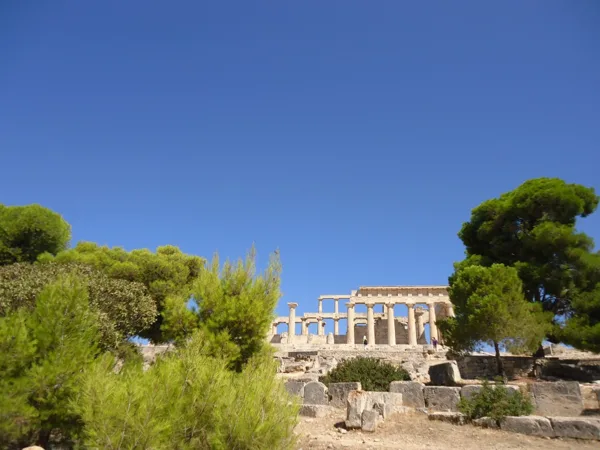 The Temple of Aphaia hidden in the pine trees at Aigina Island, Greece