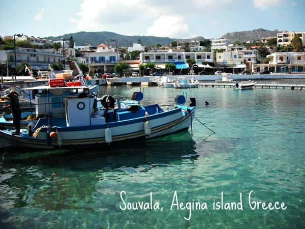 fishing boats in the harbor of Souvala, the village -port at the North of Aegina island Gr