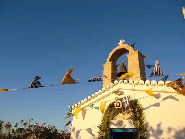 Live the traditions in the chapel Ayia Sotira at Souvala, Aigina Island, Greece