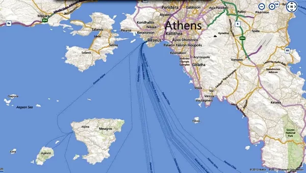 1 hour & 20 minutes by Ferry boat from Pireas main port of Greece