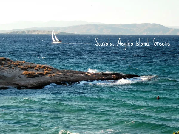 Sailing to Souvala, Aigina island, Greece. Photo taken at Loutra beach.