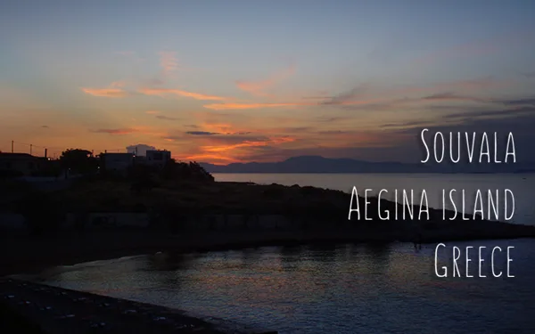 Sunset at Loutra beach, Souvala, Aegina island, Greece